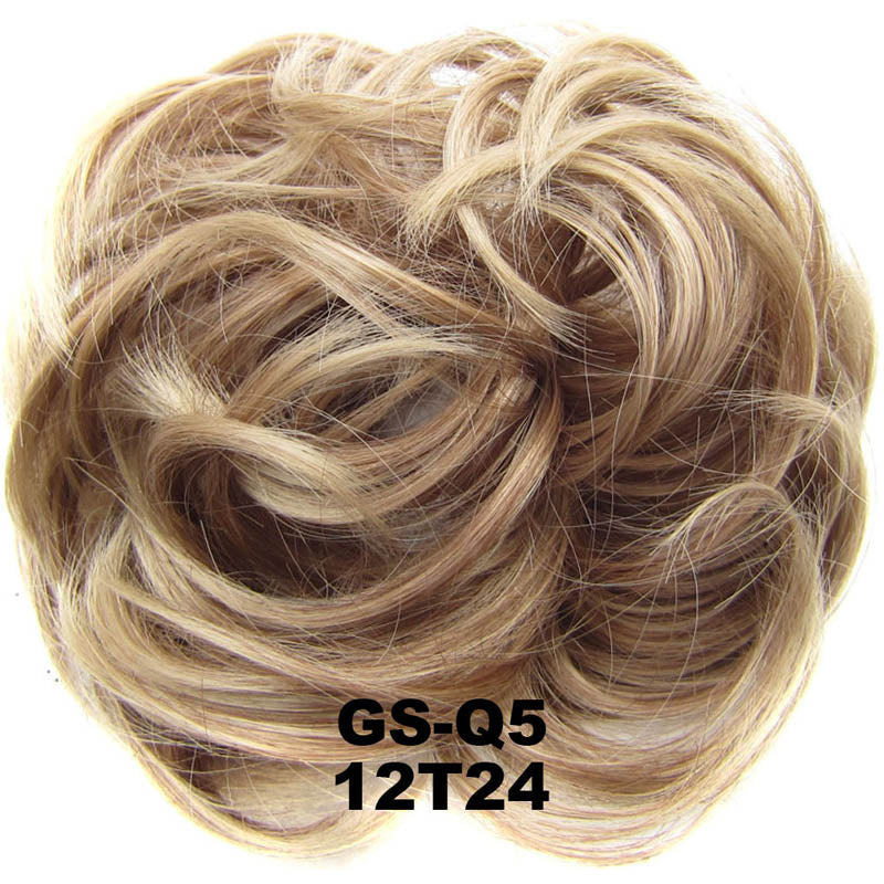 Postiche synthétique en forme de Chignon en désordre, Donut, corde élastique, bande en caoutchouc