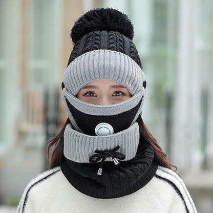 Ensemble de 3 pièces pour femmes, chapeau tricoté, écharpe, cache-cou