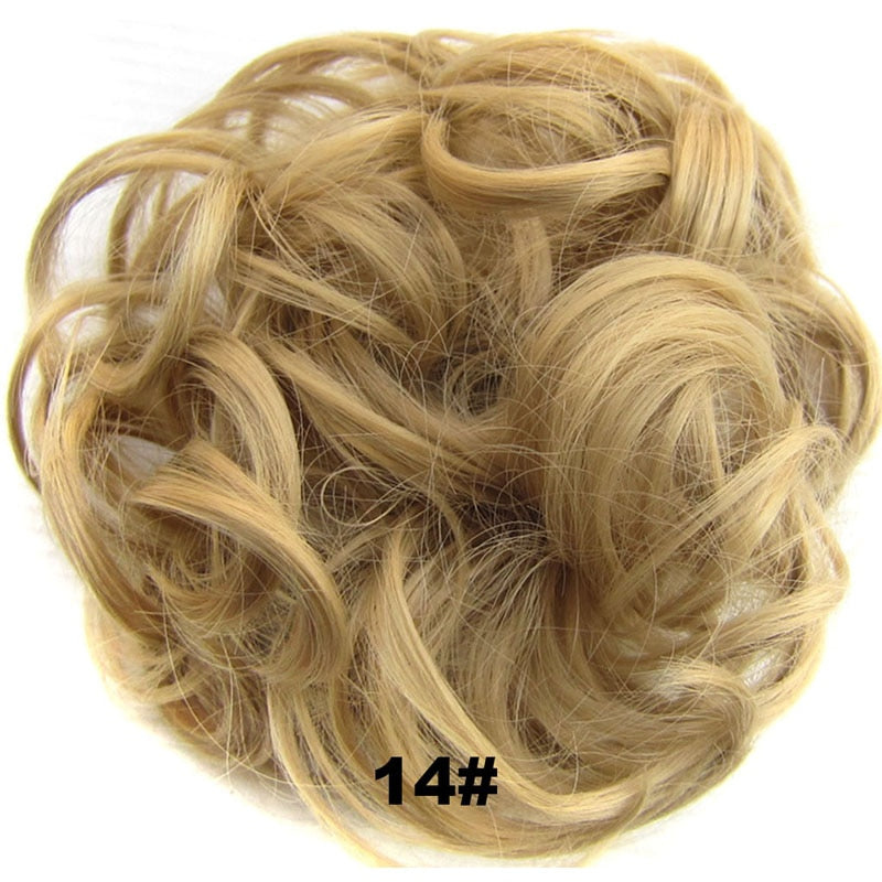 Postiche synthétique en forme de Chignon en désordre, Donut, corde élastique, bande en caoutchouc