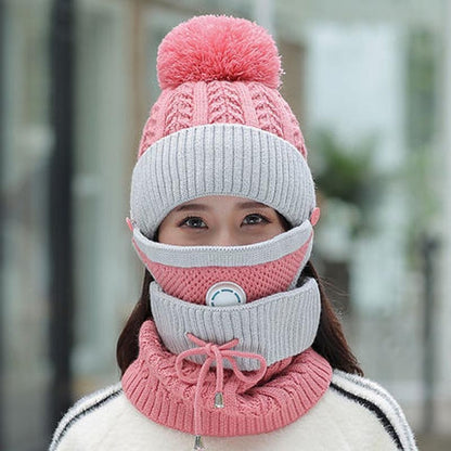 Ensemble de 3 pièces pour femmes, chapeau tricoté, écharpe, cache-cou