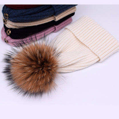 Chapeau d'hiver de luxe avec pompon en fourrure de renard, bonnet de haute qualité pour filles et femmes