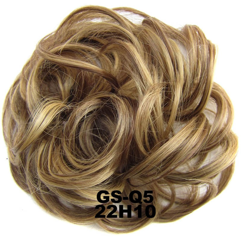 Postiche synthétique en forme de Chignon en désordre, Donut, corde élastique, bande en caoutchouc