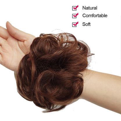 Postiche synthétique en forme de Chignon en désordre, Donut, corde élastique, bande en caoutchouc