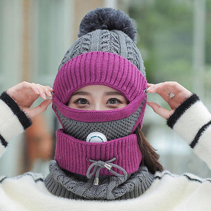 Ensemble de 3 pièces pour femmes, chapeau tricoté, écharpe, cache-cou