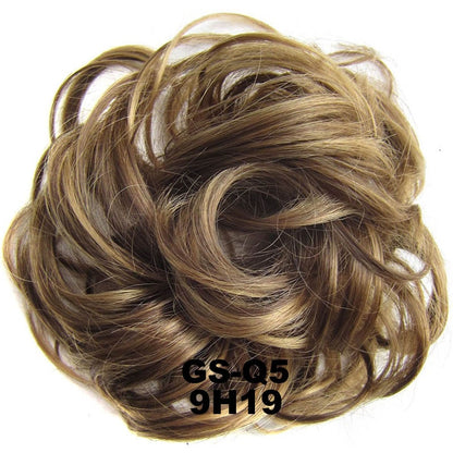 Postiche synthétique en forme de Chignon en désordre, Donut, corde élastique, bande en caoutchouc