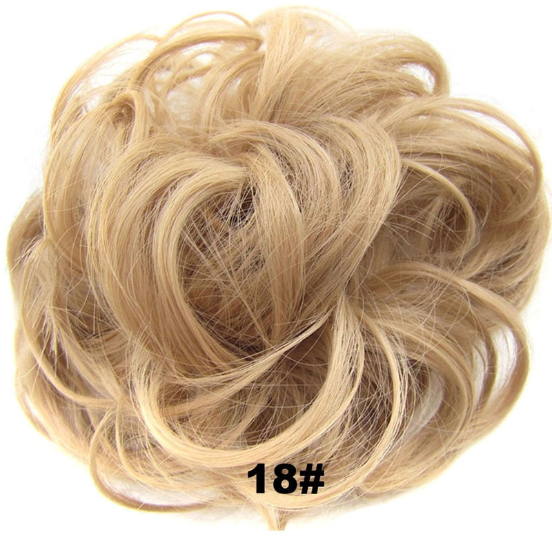 Postiche synthétique en forme de Chignon en désordre, Donut, corde élastique, bande en caoutchouc