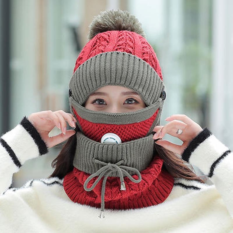 Ensemble de 3 pièces pour femmes, chapeau tricoté, écharpe, cache-cou