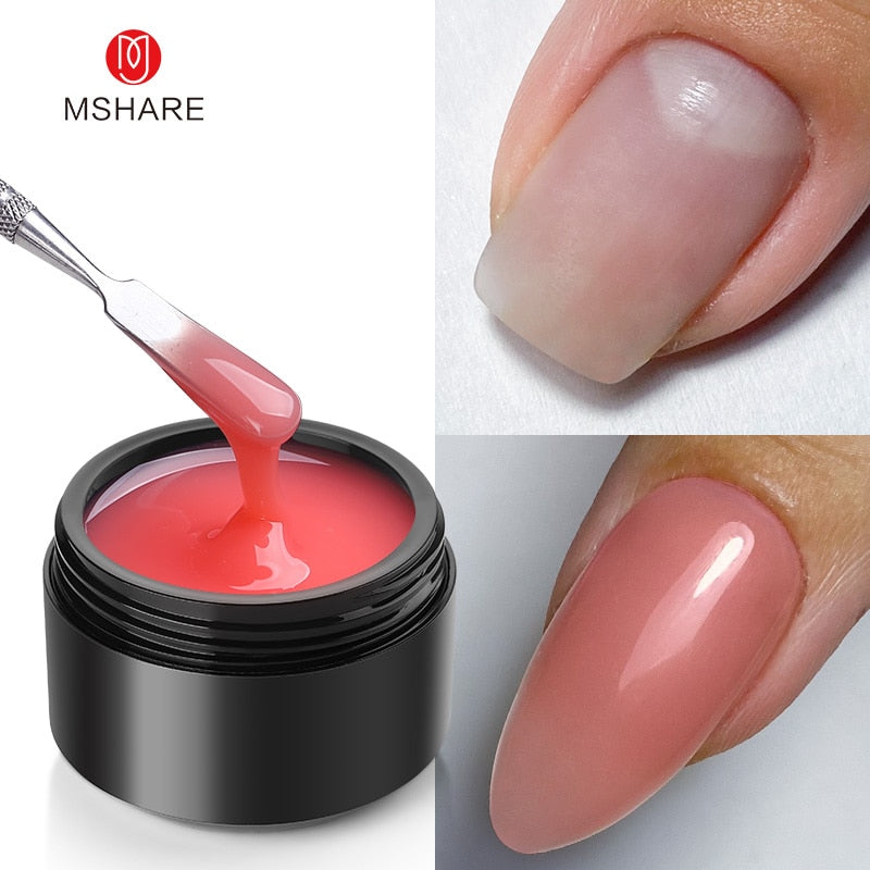 MSHARE Gel d'extension d'ongle de constructeur blanc laiteux dans une bouteille 10 ml ongles auto-nivelants construction rapide Gel UV Led rose clair