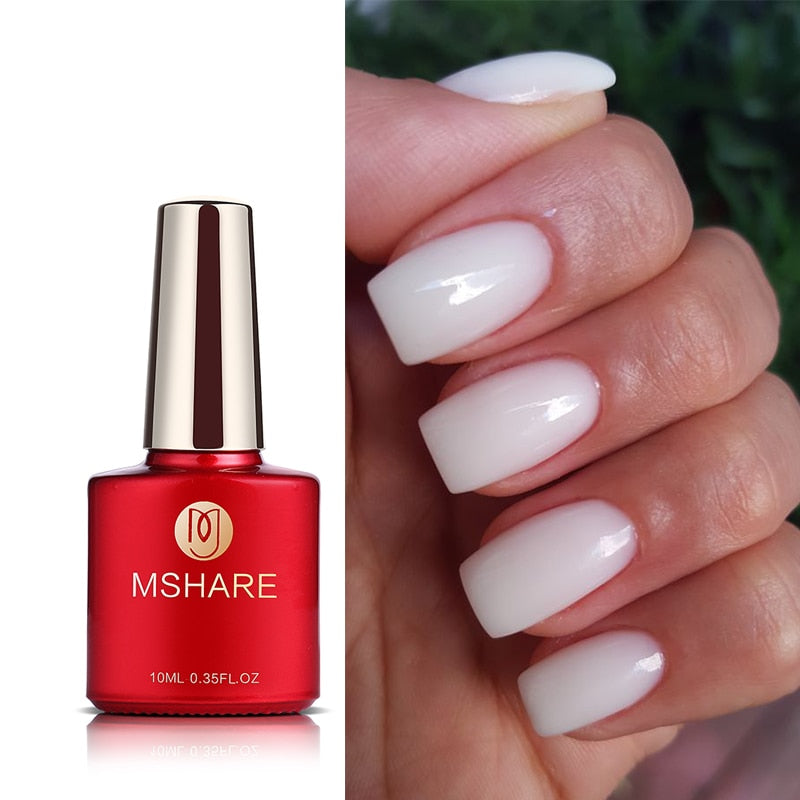 MSHARE Gel d'extension d'ongle de constructeur blanc laiteux dans une bouteille 10 ml ongles auto-nivelants construction rapide Gel UV Led rose clair