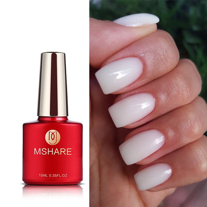 MSHARE Gel d'extension d'ongle de constructeur blanc laiteux dans une bouteille 10 ml ongles auto-nivelants construction rapide Gel UV Led rose clair