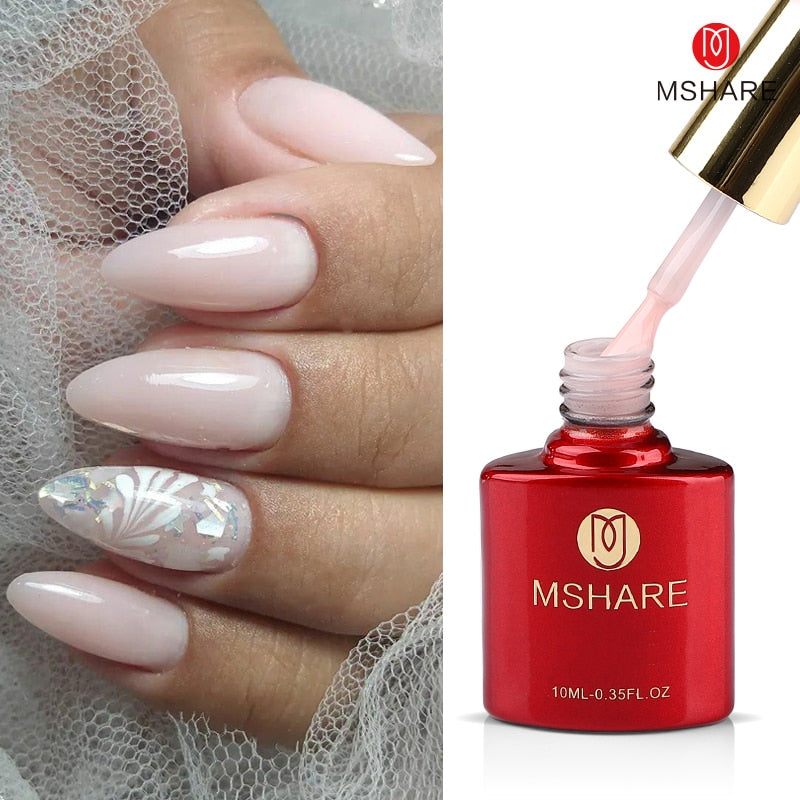 MSHARE Gel d'extension d'ongle de constructeur blanc laiteux dans une bouteille 10 ml ongles auto-nivelants construction rapide Gel UV Led rose clair