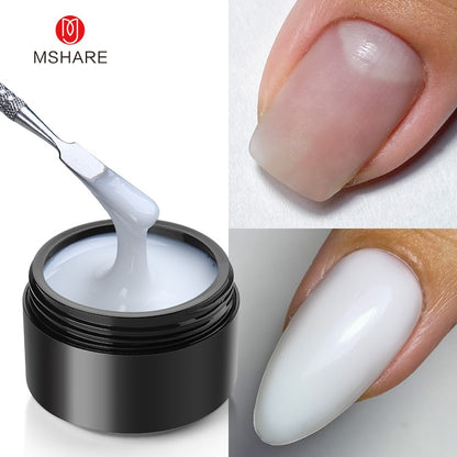 MSHARE Gel d'extension d'ongle de constructeur blanc laiteux dans une bouteille 10 ml ongles auto-nivelants construction rapide Gel UV Led rose clair