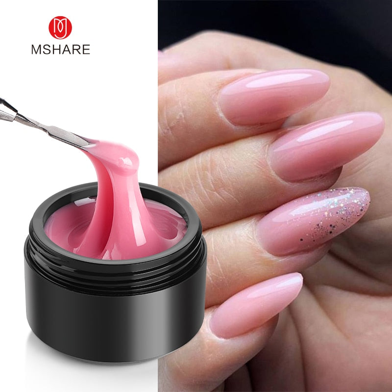 MSHARE Gel d'extension d'ongle de constructeur blanc laiteux dans une bouteille 10 ml ongles auto-nivelants construction rapide Gel UV Led rose clair