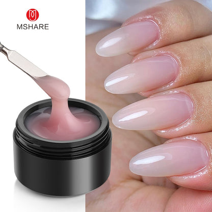 MSHARE Gel d'extension d'ongle de constructeur blanc laiteux dans une bouteille 10 ml ongles auto-nivelants construction rapide Gel UV Led rose clair