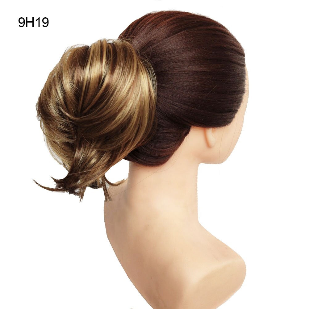 Postiche synthétique en forme de Chignon en désordre, Donut, corde élastique, bande en caoutchouc