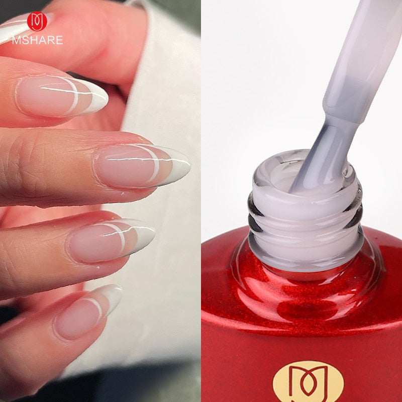 MSHARE Gel d'extension d'ongle de constructeur blanc laiteux dans une bouteille 10 ml ongles auto-nivelants construction rapide Gel UV Led rose clair