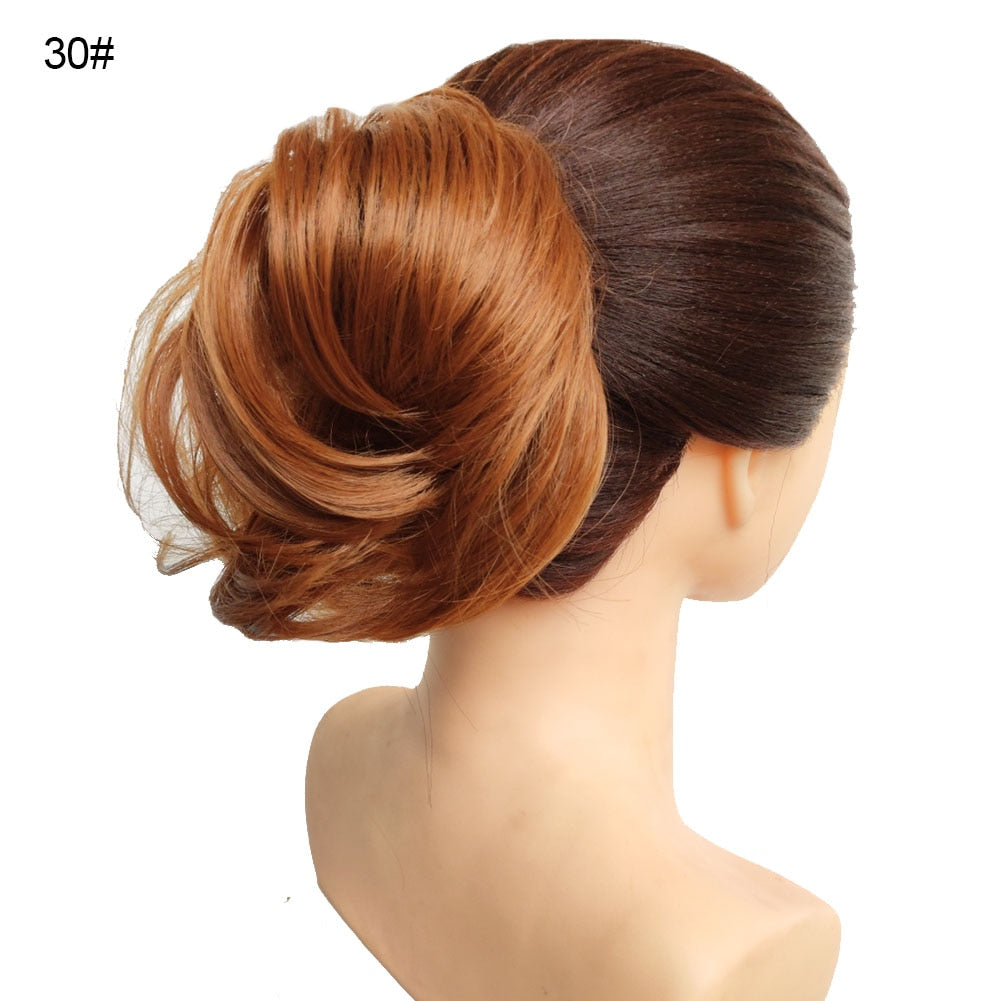 Postiche synthétique en forme de Chignon en désordre, Donut, corde élastique, bande en caoutchouc