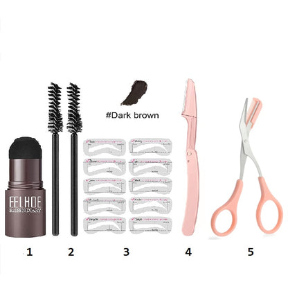 VIP 2023 professionnel-Ensemble de pochoirs à sourcils en une étape, maquillage, Contour étanche, teinte naturelle, ligne de cheveux, cosmétiques pour femmes