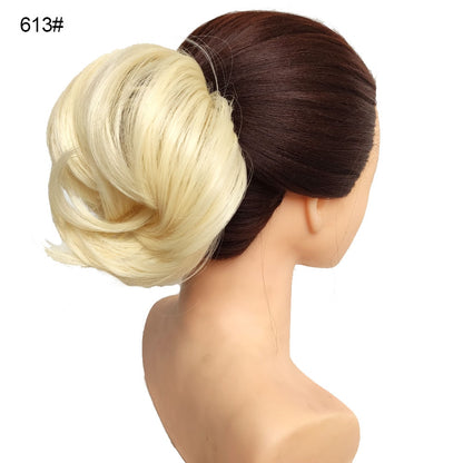 Postiche synthétique en forme de Chignon en désordre, Donut, corde élastique, bande en caoutchouc