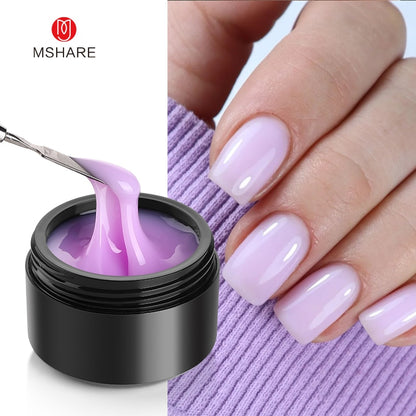 MSHARE Gel d'extension d'ongle de constructeur blanc laiteux dans une bouteille 10 ml ongles auto-nivelants construction rapide Gel UV Led rose clair