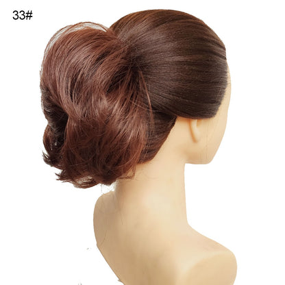 Postiche synthétique en forme de Chignon en désordre, Donut, corde élastique, bande en caoutchouc