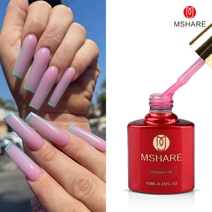 MSHARE Gel d'extension d'ongle de constructeur blanc laiteux dans une bouteille 10 ml ongles auto-nivelants construction rapide Gel UV Led rose clair