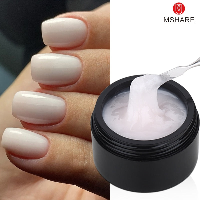 MSHARE Gel d'extension d'ongle de constructeur blanc laiteux dans une bouteille 10 ml ongles auto-nivelants construction rapide Gel UV Led rose clair