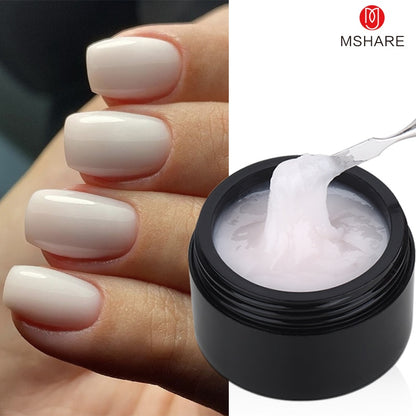 MSHARE Gel d'extension d'ongle de constructeur blanc laiteux dans une bouteille 10 ml ongles auto-nivelants construction rapide Gel UV Led rose clair