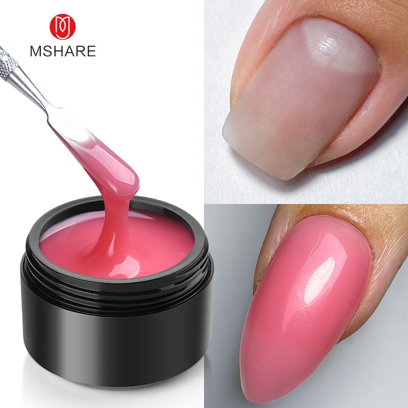 MSHARE Gel d'extension d'ongle de constructeur blanc laiteux dans une bouteille 10 ml ongles auto-nivelants construction rapide Gel UV Led rose clair