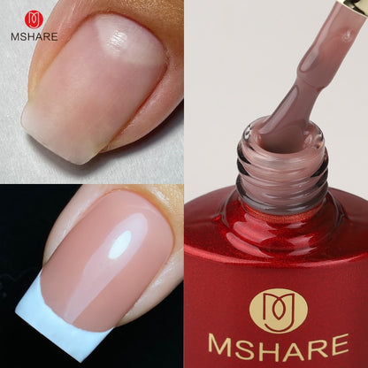 MSHARE Gel d'extension d'ongle de constructeur blanc laiteux dans une bouteille 10 ml ongles auto-nivelants construction rapide Gel UV Led rose clair