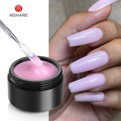 MSHARE Gel d'extension d'ongle de constructeur blanc laiteux dans une bouteille 10 ml ongles auto-nivelants construction rapide Gel UV Led rose clair