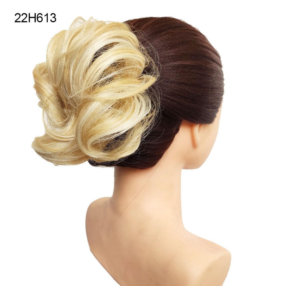 Postiche synthétique en forme de Chignon en désordre, Donut, corde élastique, bande en caoutchouc