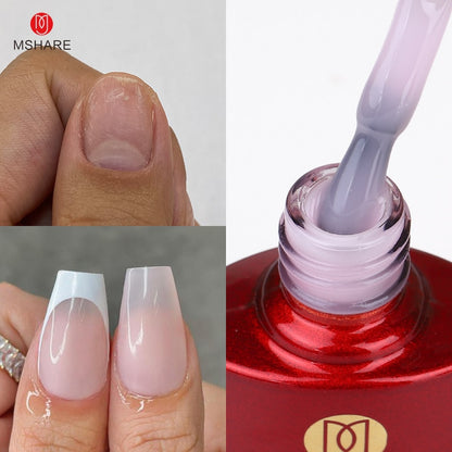 MSHARE Gel d'extension d'ongle de constructeur blanc laiteux dans une bouteille 10 ml ongles auto-nivelants construction rapide Gel UV Led rose clair