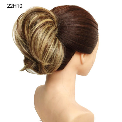 Postiche synthétique en forme de Chignon en désordre, Donut, corde élastique, bande en caoutchouc