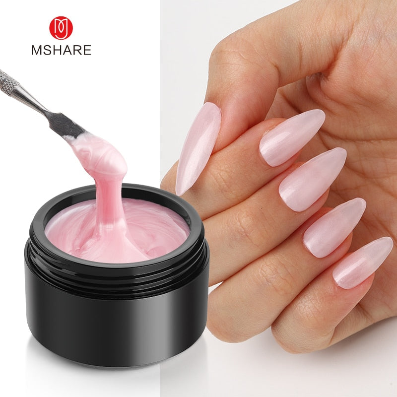 MSHARE Gel d'extension d'ongle de constructeur blanc laiteux dans une bouteille 10 ml ongles auto-nivelants construction rapide Gel UV Led rose clair