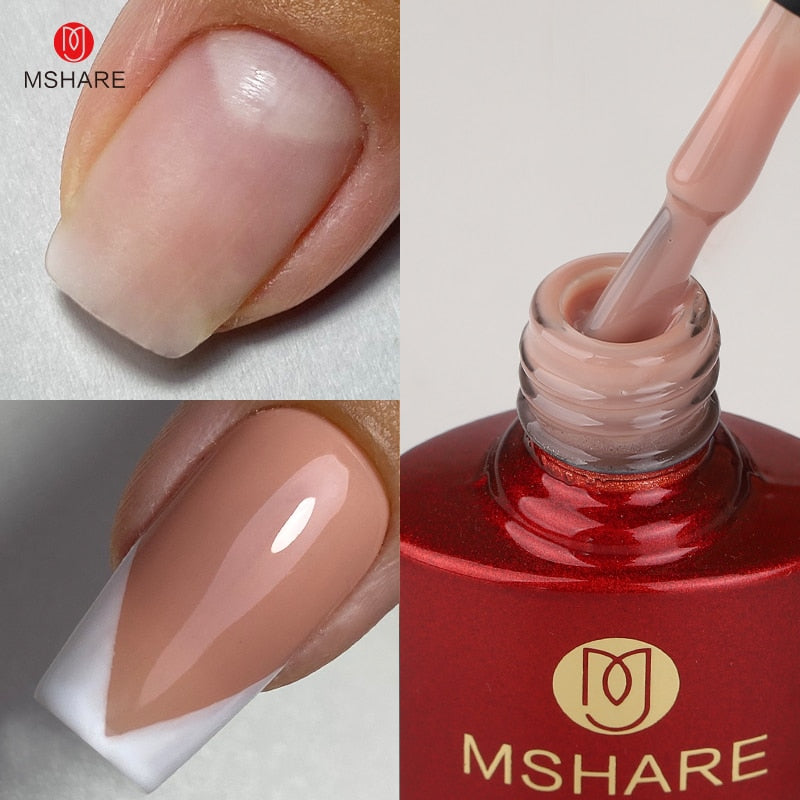 MSHARE Gel d'extension d'ongle de constructeur blanc laiteux dans une bouteille 10 ml ongles auto-nivelants construction rapide Gel UV Led rose clair