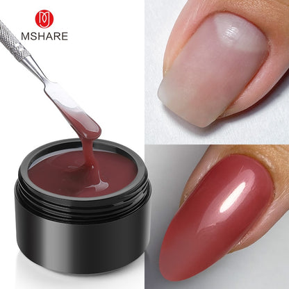 MSHARE Gel d'extension d'ongle de constructeur blanc laiteux dans une bouteille 10 ml ongles auto-nivelants construction rapide Gel UV Led rose clair