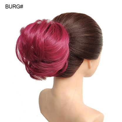 Postiche synthétique en forme de Chignon en désordre, Donut, corde élastique, bande en caoutchouc