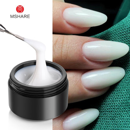 MSHARE Gel d'extension d'ongle de constructeur blanc laiteux dans une bouteille 10 ml ongles auto-nivelants construction rapide Gel UV Led rose clair