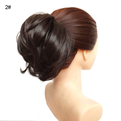 Postiche synthétique en forme de Chignon en désordre, Donut, corde élastique, bande en caoutchouc