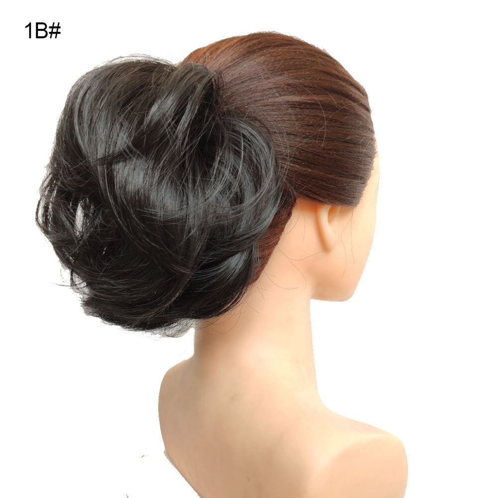 Postiche synthétique en forme de Chignon en désordre, Donut, corde élastique, bande en caoutchouc