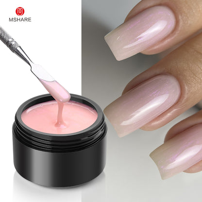 MSHARE Gel d'extension d'ongle de constructeur blanc laiteux dans une bouteille 10 ml ongles auto-nivelants construction rapide Gel UV Led rose clair