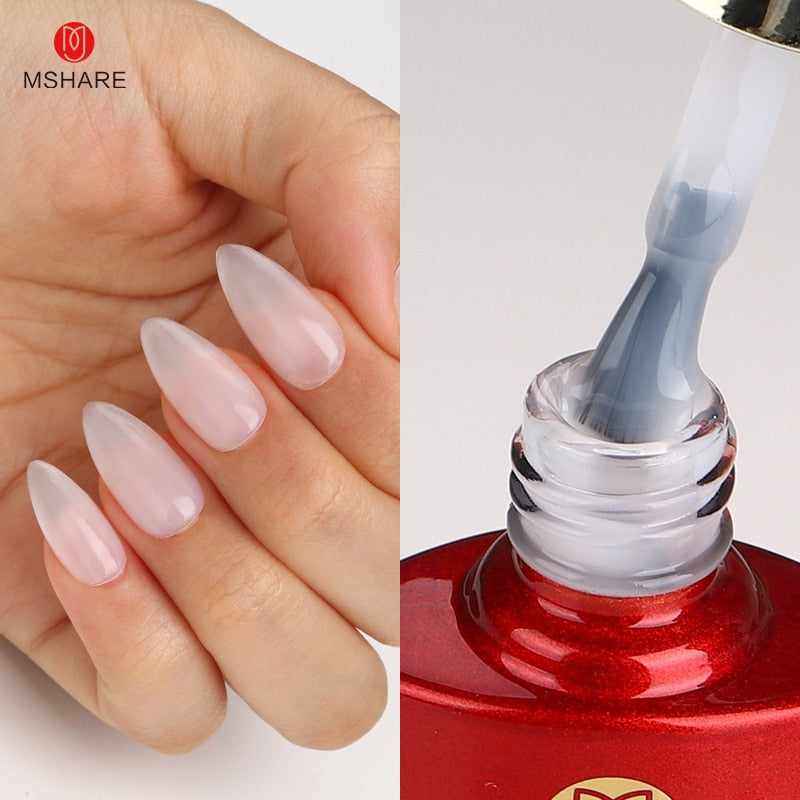 MSHARE Gel d'extension d'ongle de constructeur blanc laiteux dans une bouteille 10 ml ongles auto-nivelants construction rapide Gel UV Led rose clair