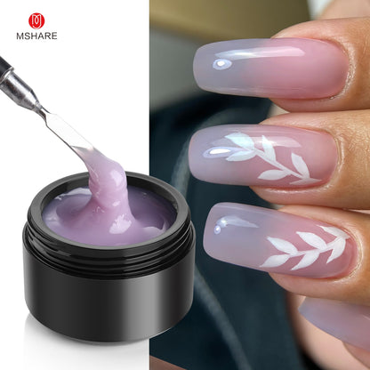 MSHARE Gel d'extension d'ongle de constructeur blanc laiteux dans une bouteille 10 ml ongles auto-nivelants construction rapide Gel UV Led rose clair