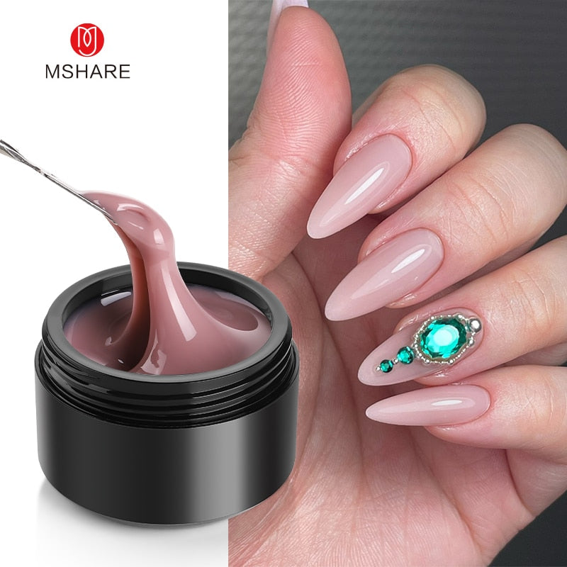 MSHARE Gel d'extension d'ongle de constructeur blanc laiteux dans une bouteille 10 ml ongles auto-nivelants construction rapide Gel UV Led rose clair