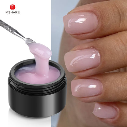 MSHARE Gel d'extension d'ongle de constructeur blanc laiteux dans une bouteille 10 ml ongles auto-nivelants construction rapide Gel UV Led rose clair